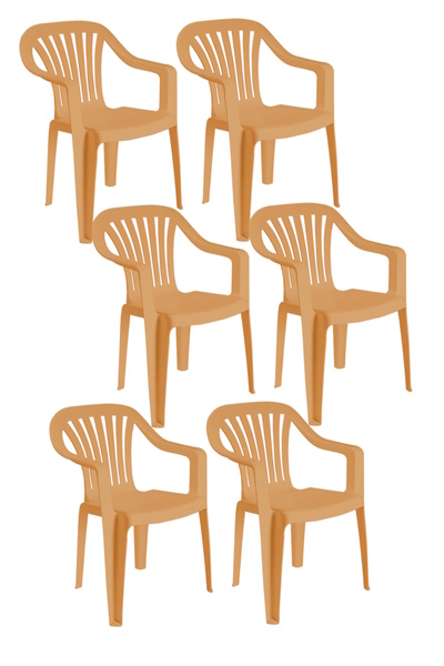 Papatya Tropik Plastik Koltuk Teak 6lı Paket - Bahçe, Balkon, Teras Sandalyesi