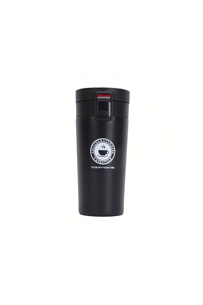 COOYA 500ml Coffee Mug,Stainless Steel Insulated Tumbler,Leak-Proof,Lockable Push Button Lid,Black
