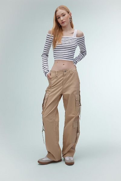 DeFacto Cool Gabardine Trousers with Wide Leg and Cargo Pockets - B5690Ax24Sp