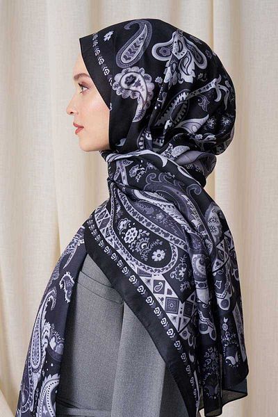 Madame Polo Ιστορικό σάλι Hesperian Motif σε μαύρο