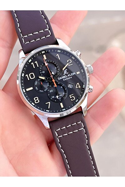 Daniel Klein Steel & Leather Band Men's Wristwatch - Active 3 Atm Bck.10737.K5