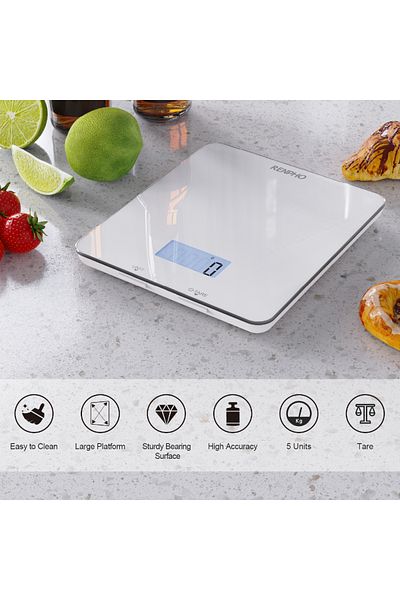 RENPHO Food Scale Kitchen Nutritional Analysis Smart Cooking Calorie Scale with Timer - White