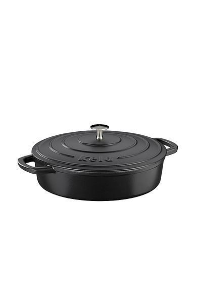 KELA Keck Lang Cast iron baking tray with lid CALIDO 28 cm black