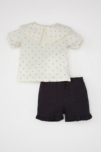 DeFacto Baby Girls 2Plik Sets - Short Sleeve Blouse and Twill Shorts C4055A524Sm