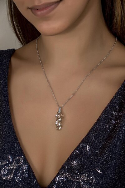 Swarovski Union Crystal Kadın Damla Salkım Gümüş Kolye