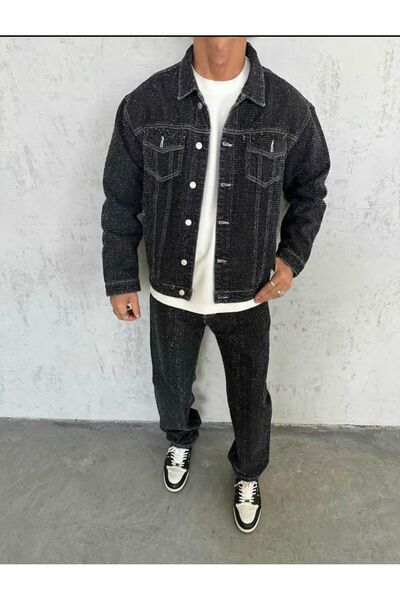 More Black Special Design Oversized Denim Jacket
