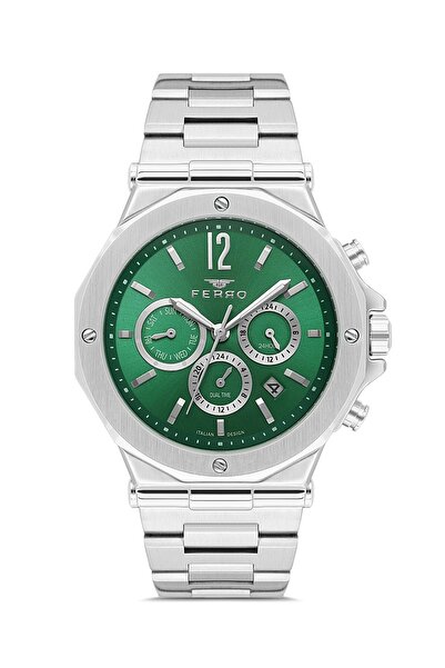 FERRO Silver Steel Band Men's Wristwatch Fm43020A-A6 All Functions Active 3 Atm Water Resistant