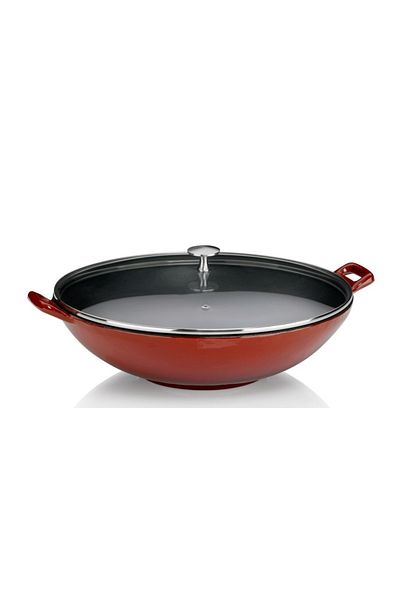 KELA Keck Lang Cast iron wok with lid CALIDO 36 cm red