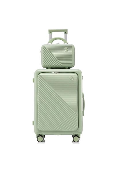 Quasar & Co. Set Troler Cabina Cu Geanta Cosmetice,quasar&co.®,troller Model Meta,55x39x23cm,cifru,4 Roti,verde