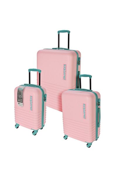 Excellent Houseware Valistă de călătorie pe roți set de 3 EXPLORER roz