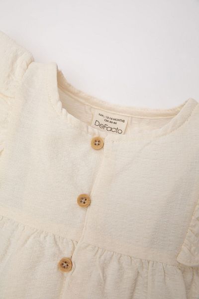 DeFacto Baby Girl Crewneck Gofre Textured Short Sleeve Shirt C3760A524SM