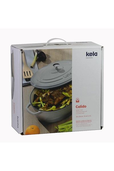 KELA Keck Lang Cast iron baking tray with lid CALIDO 36x29cm gray