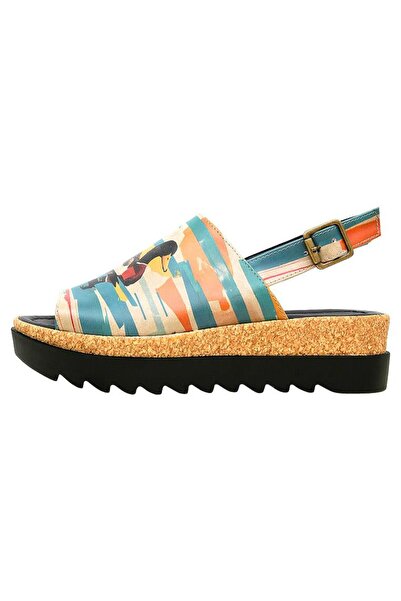 Dogo Kadın Vegan Deri Çok Renkli Kalın Taban Sandalet - Goose Bumps Tasarım