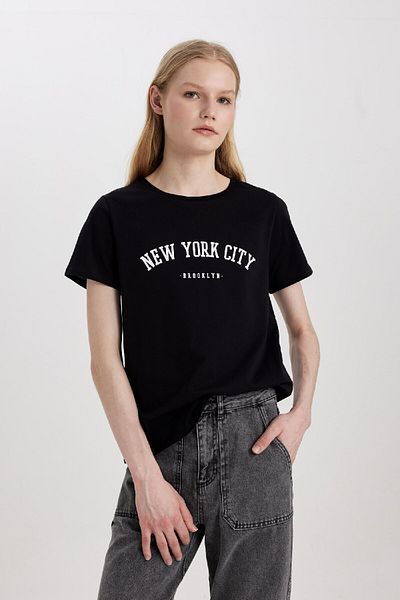 DeFacto Regular Fit Crew Neck Printed Short Sleeve T-Shirt C2581ax24sm