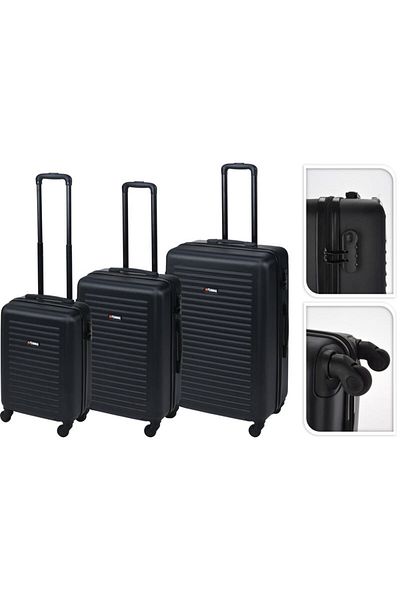Excellent Houseware Valistă de călătorie pe roți set de 3 PROWORLD negru