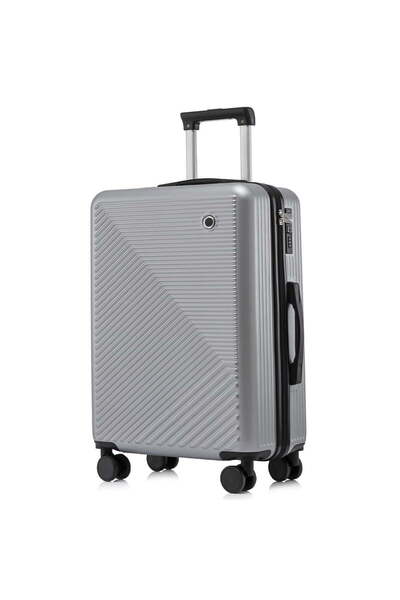 Quasar & Co. Set Troler Cabina cu Geanta Cosmetice, bagaj de mana, troller Meta, 55x39x23cm,cifru,4 Roti, Negru