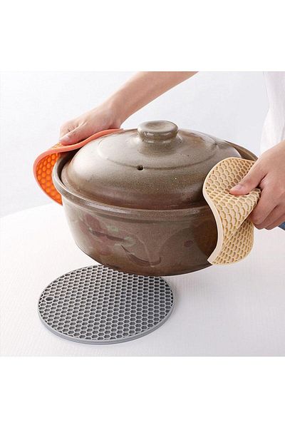 CKM silikon Silicone Trivet and Oven Mitts Red Set of 2