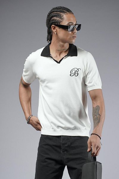 king brich Πλεκτό μπλουζάκι Polo Neck Raglan Sleeve Regular Fit