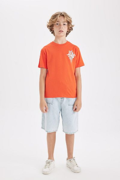DeFacto Boy's Short Sleeve Crew Neck T-Shirt - C3315A824SM