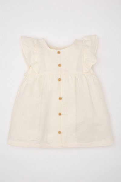 DeFacto Baby Girl Crewneck Gofre Textured Short Sleeve Shirt C3760A524SM