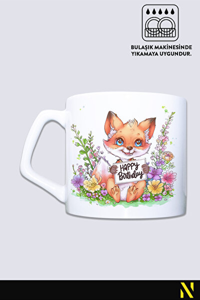 nilizma Happy Birthday Cute Fox Mug Cup Mug 225 ml
