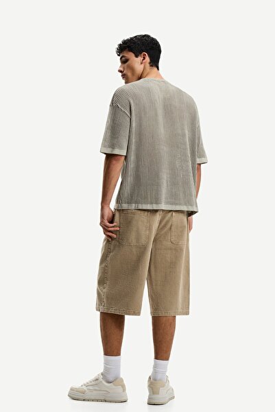 Bershka Short-sleeved mesh T-shirt
