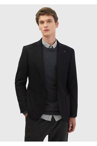 Ramsey Patterned Slim Fit Wool Blend Jacket