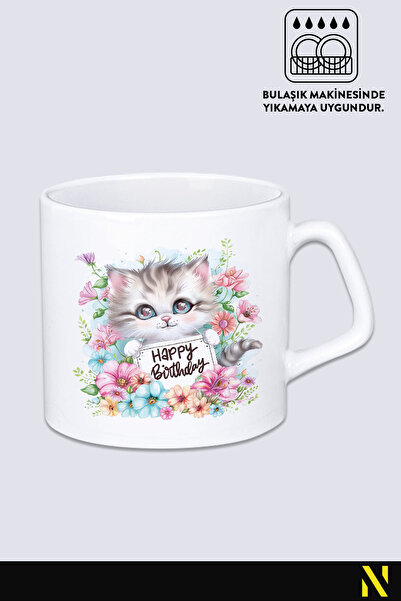 nilizma Happy Birthday Cute Cat Mug Cup Mug 225 ml