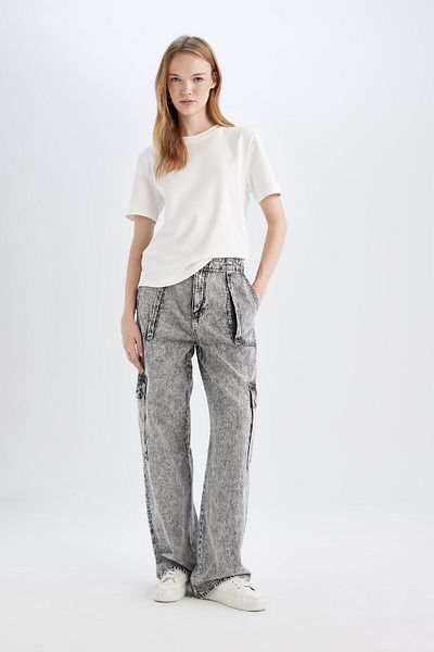 DeFacto High Waist Long Soft Jeans - Wide Leg Cargo Pants C3255ax24hs