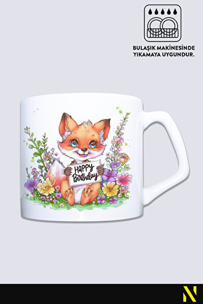 nilizma Happy Birthday Cute Fox Mug Cup Mug 225 ml