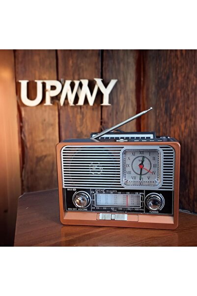 UpWay Güneş Enerjili Fenerli Şarjlı Retro Bluetooth Hoparlör FM AM SW Nostaljik Acil Durum Radyosu