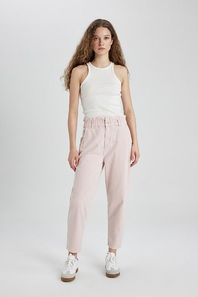 DeFacto Paperbag-Jeanshose mit hoher Taille, bequemer Schnitt, leicht, gerades Bein, knöchellang, C1280ax24sm
