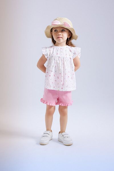 DeFacto Floral Print Short Sleeve Blouse and Shorts for Baby Girls - C4029a524sm