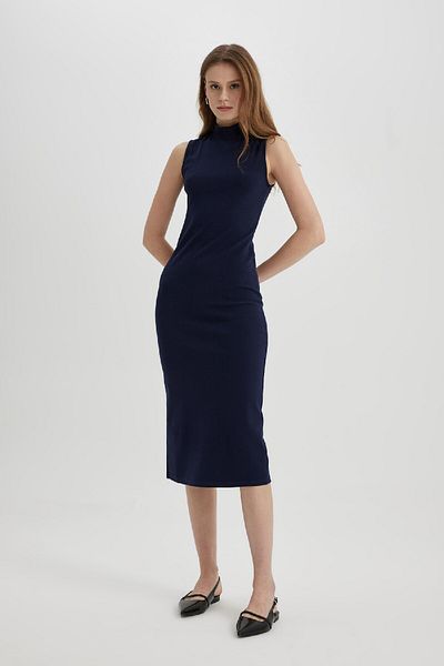 DeFacto Bodycon fél garbó nyakú prémium ujjatlan midi estélyi ruha C2987ax24sp