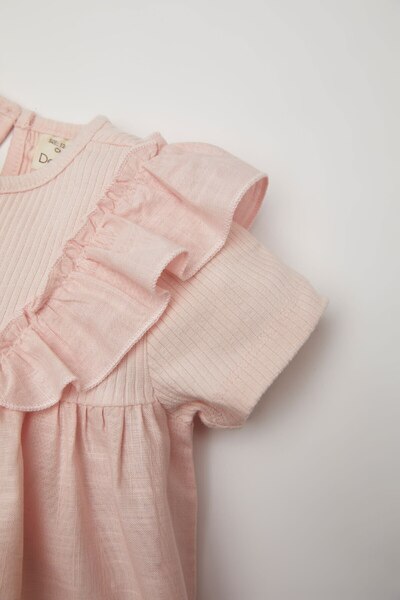 DeFacto Βρεφικό μπλουζάκι με κοντό μανίκι με λαιμόκοψη με ραβδώσεις Z6074a2pn364-mm