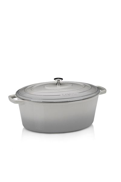KELA Keck Lang Cast iron baking tray with lid CALIDO 36x29cm gray