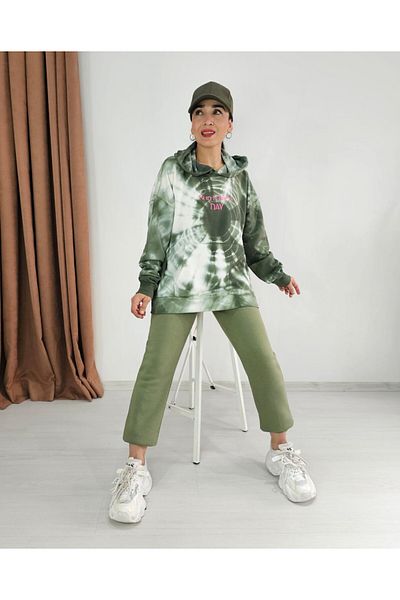 6 butik altı üstü butik Σετ αθλητικής φόρμας με κουκούλα Kangaroo Pocket Sun Day Print