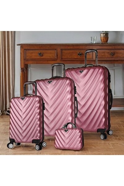 My Valice Lotus Abs Kabin Orta Büyük Ve Makyaj Boy Rose 4'lü Travel Valiz Seti