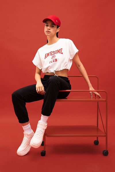 DeFacto Fit Crop Crew T-shirt με κοντό μανίκι με στάμπα B8967ax24sm