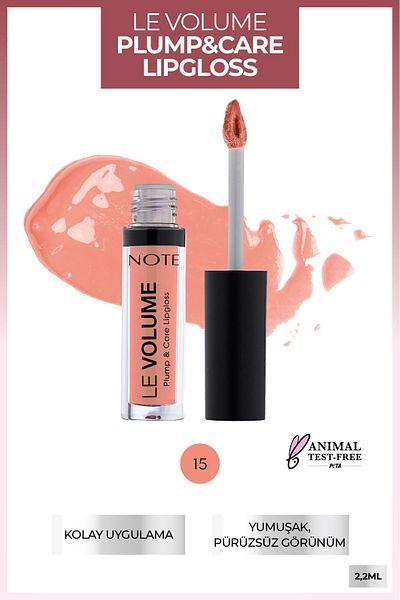 NOTE Le Volume Plump & Care Lipgloss Moisturizing Lip Gloss 15 Peachy Drop - Nude