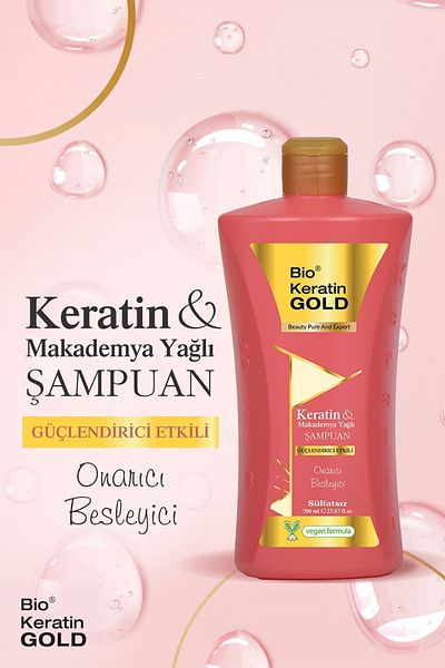 Bio Keratin Gold 700 ml Keratin and Macadamia Oil Salt-Free Strengthening Shampoo