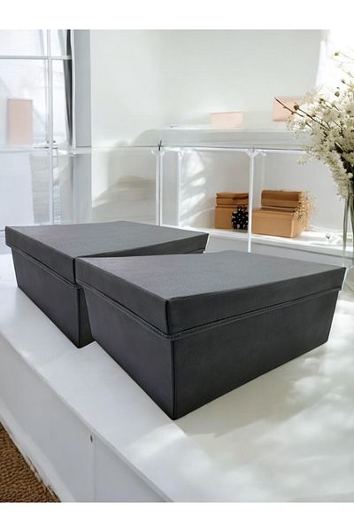 Balkan Room 2 Pieces Flip Lid Cabinet Organizer Box Multi-Purpose Storage Box Xxlarge 50X40X20 cm