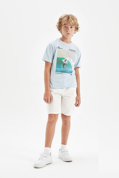 DeFacto Tricou cu mânecă scurtă pentru băiat, cu decolteu, - C3314A824SM