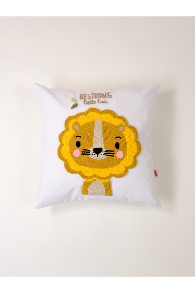 Galia Tasarım غطاء وسادة للأطفال من غاليا بتصميم الأسد الصغير - غطاء وسادة للأطفال مع شعار 'كن شجاعًا'