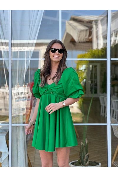 solena sln Γυναικείο φόρεμα με μπαλόνι με μανίκια Gipeli Poplin
