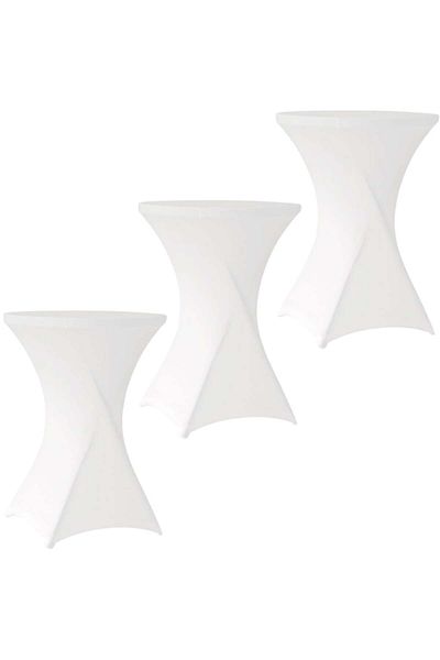 Quasar & Co. Set 3 huse masa evenimente, Quasar & Co.®,elastice,pentru masa cocktail, d 75-85cm, h 110-120cm,alb