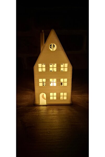 DRECCEX Dekoratif Gece Lambası Kış Evi Işıklı Ev Tealight Pilli Led Mum HEDİYELİ