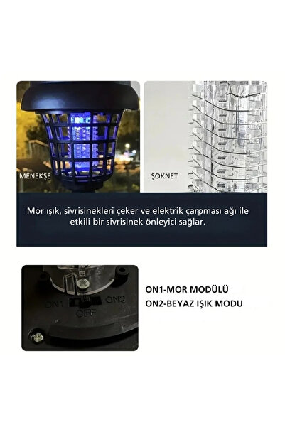 YENİTECH Sivrisinek Kovucu Solar Lamba Bahçe Balkon İçin Güneş Enerjili Sinek Kovucu Bahçe Işığı Aydınlatması