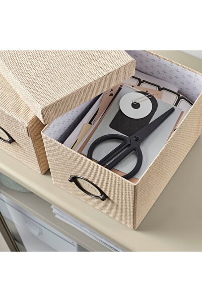 IKEA KVARNVIK Storage Box with Lid, Beige, 18x25x15 cm – Perfect for Organizing | IKEA