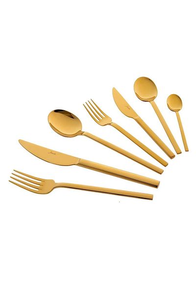 Jumbo 8100 Titanium Gold 12-Person 84-Piece Cutlery Set